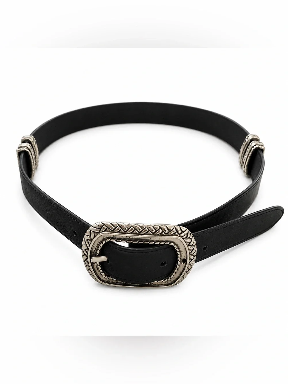 Brighton Vintage Reversible Brown/ Black Leather Belt with Ornate Accents